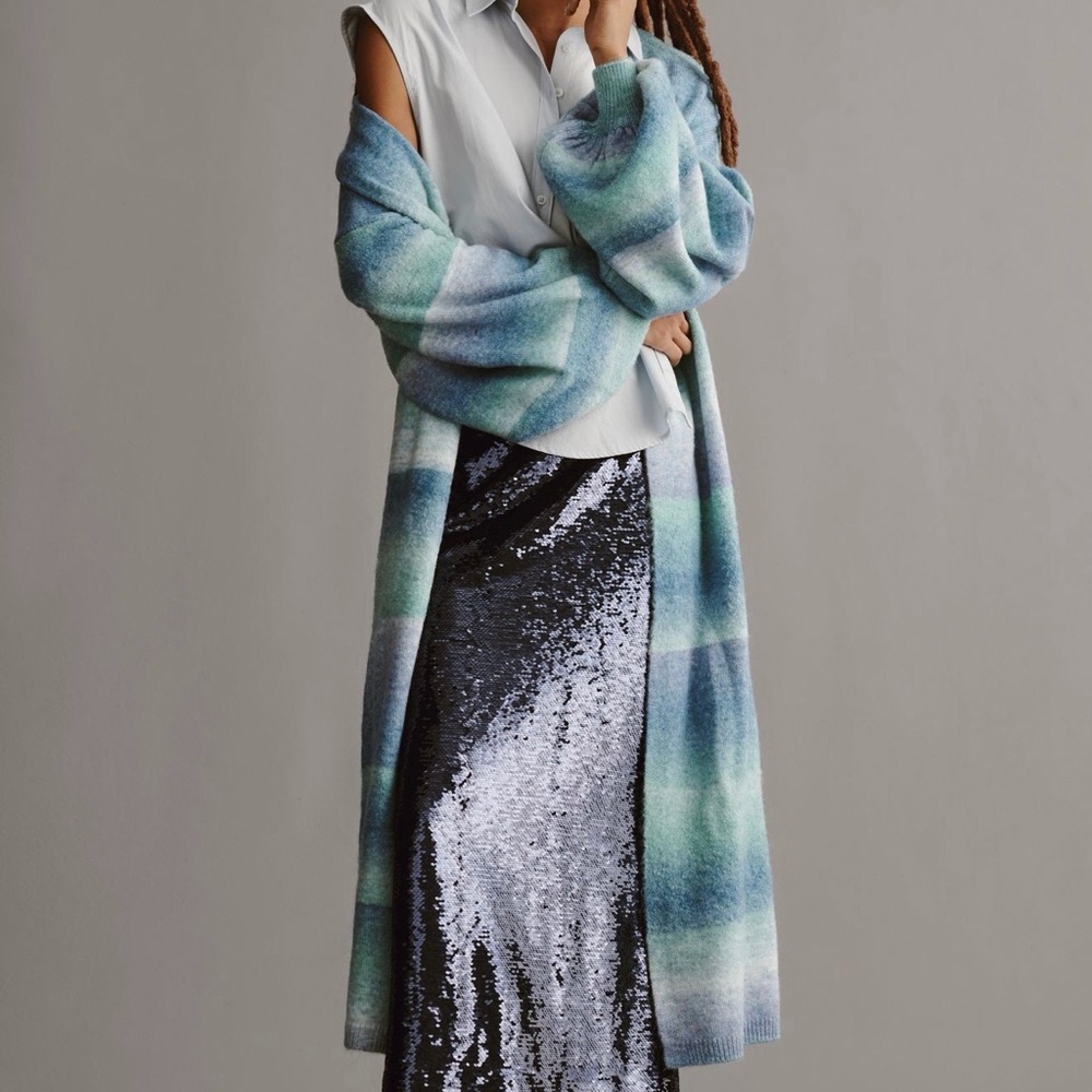 By Anthropologie Cozy Ombre Stripe Duster Sweater